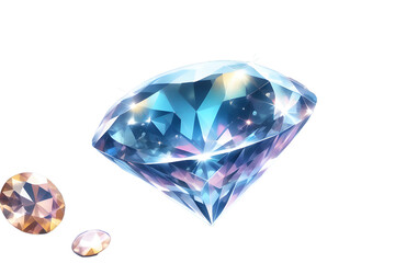 a shining diamond illustration with a background erased. Generative AI.