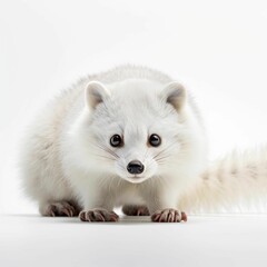 AI generated illustration of a white Ermine  against a white background
