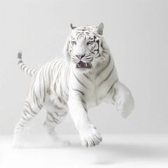 AI generated illustration of a majestic white tiger against a white background
