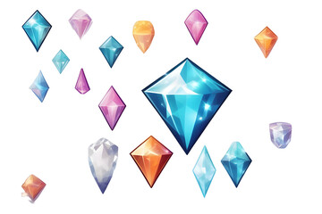 a shining diamond illustration with a background erased. Generative AI.