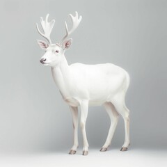 AI generated illustration of a white deer against a gray background