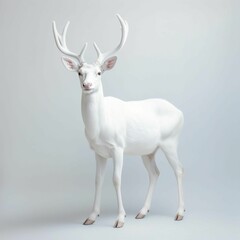 AI generated illustration of a white deer against a gray background