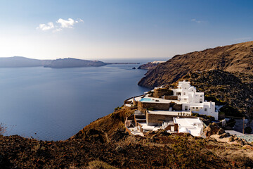 View of Santorini cliffs and Oia city