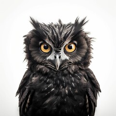 AI generated illustration of A vibrant owl with a white background