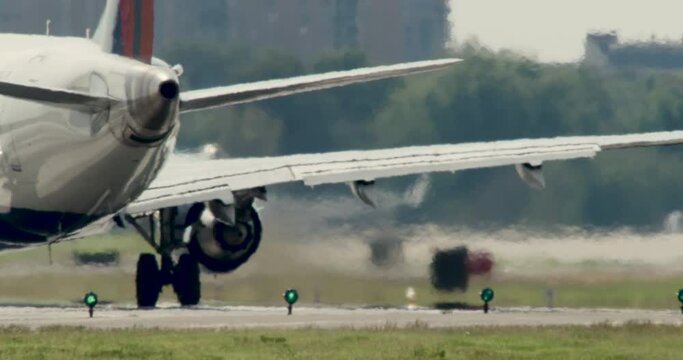 Distortion from Jet Exhaust as Plane Taxis Down Runway