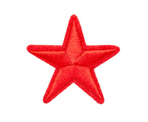 embroidered red star isolated on white background - obrazy, fototapety, plakaty