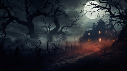 Spooky night image . Mixed media