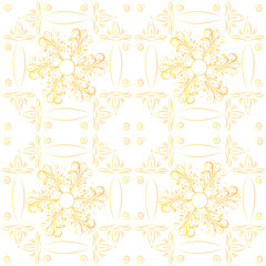 Seamless pattern with abstract flowers. Vector illustration with decorative golden vintage pattern, background.