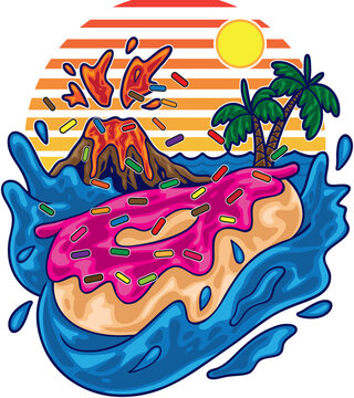 Donut Surfing Summer Ilustration