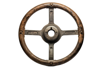Obraz premium Old steering wheel isolated on white background