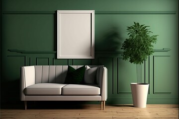 AI generated illustration of a living room with a comfortable sofa