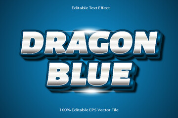 Dragon Blue Editable Text Effect Emboss Cartoon Gradient Style