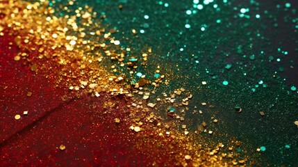Black History Month concept. Abstract green yellow and red color glitter sparkle background.