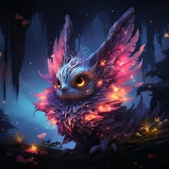 Fototapeta premium Illustration d'une mignonne kawai créature de fantasy