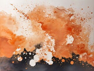 Splash watercolor of orange, white, and black abstract background