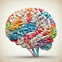 Colorful origami paper style of human brain illustration