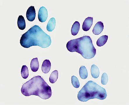 AI-generated illustration of an image of a collection of paw prints on a white paper background