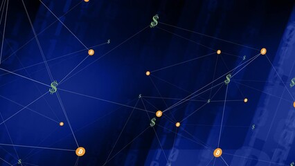 Finance fusion bitcoin and dollar symbols unite, symbolizing integrated future of digital and traditional finance in ever-evolving world of investment