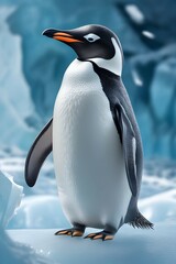 Fototapeta premium A portrait of penguin on winter glacier 