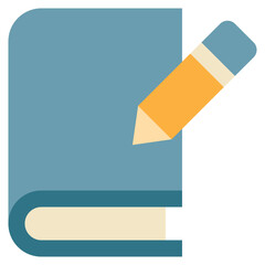 book pencil write edit flat style