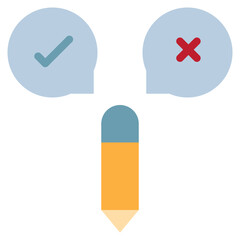 true false choice check pencil edit work flat style