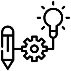 think idea bulb work gear pencil flow simple line