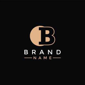 This captivating flat logo features the letter B against a serene backdrop of a shimmering moon