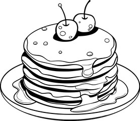 outline illustration of pancake  - obrazy, fototapety, plakaty