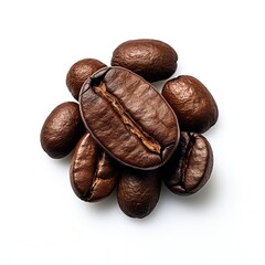 Top view of coffee beans On White Background Isolated Background