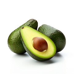 Avocado cut in half on white background, isolated background