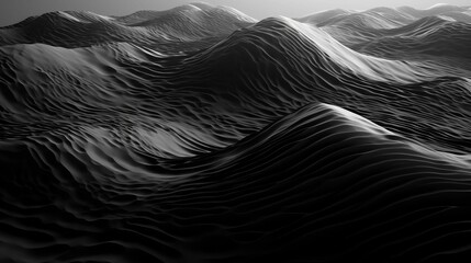 AI generated illustration of grayscale textured bumpy sand dunes