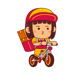 cute courier girl cartoon character vector illustration