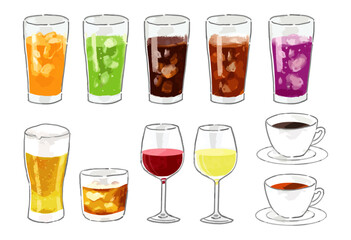 手描き風ドリンクのベクターイラストセット