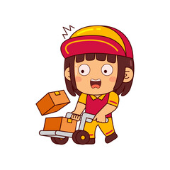 cute courier girl cartoon character vector illustration