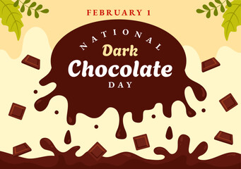 National Dark Chocolate Day Vector Illustration On February 1st for the Health and Happiness That Choco Brings in Flat Cartoon Background Design