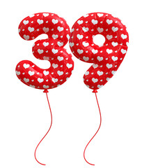 39 Number Red Balloons 3d
