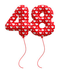 48 Number Red Balloon 3d