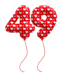 49 Number Red Balloon 3d