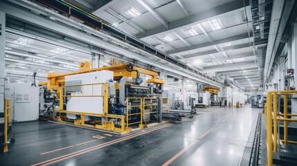 A Factory interior construction, modern large-scale production lines, industrial production technology, remanufacturing, production lines.