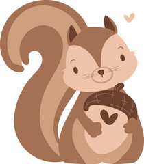 Squirrel holding walnut illustration