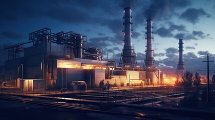 Fototapeta premium A Main power plants and power generators High voltage poles in power plants Energy and energy saving concepts.