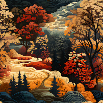 Autumn beautiful forest rart