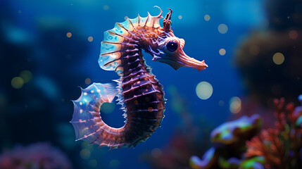 Fototapeta na wymiar male purple seahorse