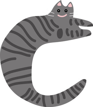 Letter C cat illustration