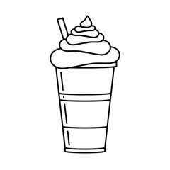 Milkshake with frosting and straw in vector