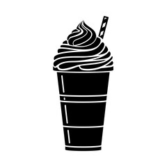 Milkshake with frosting and straw in vector