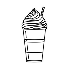 Milkshake with frosting and straw in vector