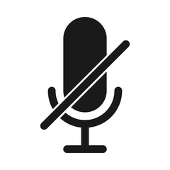 Mute icon symbol with line through the microphone in vector