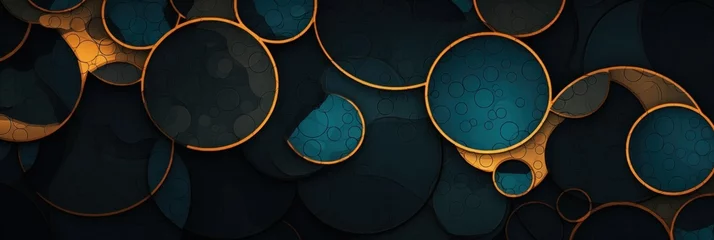 Foto op Aluminium vintage black gold circles on brown background image, in the style of dark turquoise and dark blue, generative AI © VALUEINVESTOR