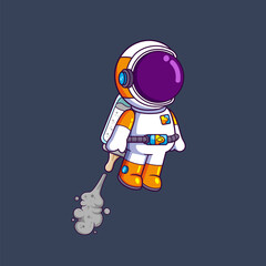 cute astronaut flying using baby bottle milk on back. Science Technology Icon Concept